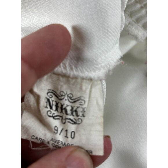 Vintage Nikki Pants White Polyester Knit Elastic Waist Wide Leg Size 9/10 - Picture 3 of 9